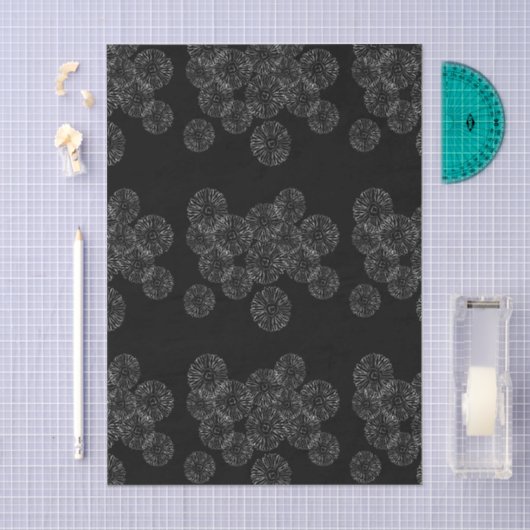 Modern Black and White Boho Chic Daisy Pattern Seidenpapier (Handwerk)