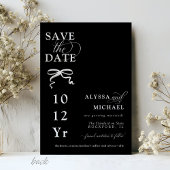 Modern Black and White Bow Photo Monogram Wedding Save The Date