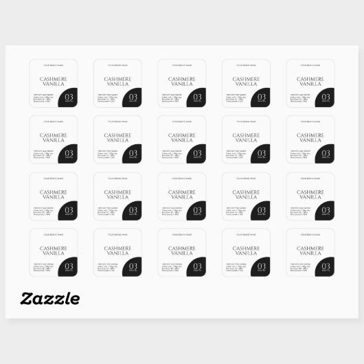 Modern black and white candle label sticker (Blatt)