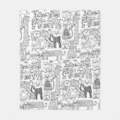 Modern Black and White Cats And Kittens Patterned Fleecedecke (Vorderseite)