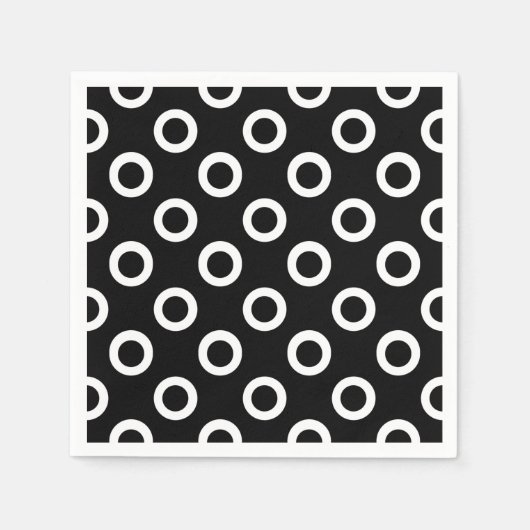 Modern Black and White Circles Cocktail Napkins Serviette (Vorderseite)