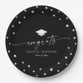 Modern Black and White Class of 2026 Graduation Pappteller (Vorderseite)