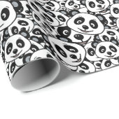 Modern Black and White Cute Panda Bear Pattern Geschenkpapier (Rolleneckpunkt)