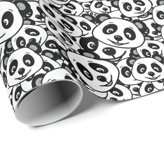 Modern Black and White Cute Panda Bear Pattern Geschenkpapier (Rolleneckpunkt)