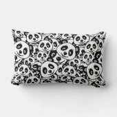 Modern Black and White Cute Panda Bear Pattern Lendenkissen (Rückseite)
