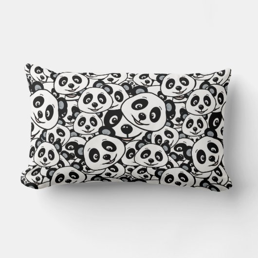 Modern Black and White Cute Panda Bear Pattern Lendenkissen (Vorderseite)