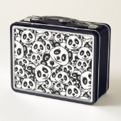 Modern Black and White Cute Panda Bear Pattern Metall Brotdose (Rückseite)