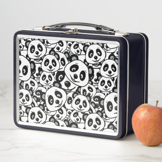 Modern Black and White Cute Panda Bear Pattern Metall Brotdose (Beispiel)