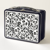Modern Black and White Cute Panda Bear Pattern Metall Brotdose (Vorderseite)