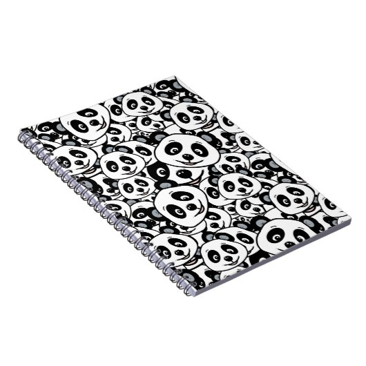 Modern Black and White Cute Panda Bear Pattern Notizblock (Rechte Seite)