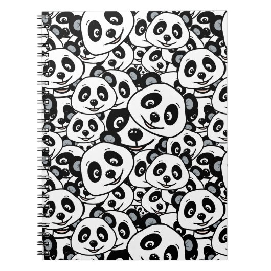 Modern Black and White Cute Panda Bear Pattern Notizblock (Vorderseite)
