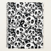 Modern Black and White Cute Panda Bear Pattern Planer (Vorderseite)
