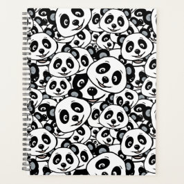 Modern Black and White Cute Panda Bear Pattern Planer