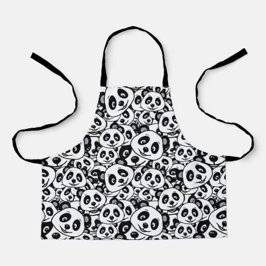 Modern Black and White Cute Panda Bear Pattern Schürze (Vorderseite)