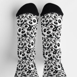 Modern Black and White Cute Panda Bear Pattern Socken