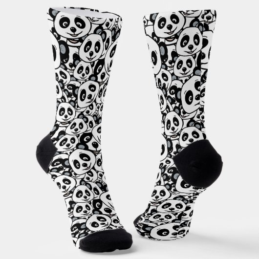 Modern Black and White Cute Panda Bear Pattern Socken (Gewinkelt)