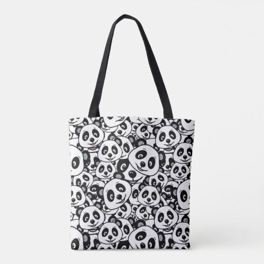 Modern Black and White Cute Panda Bear Pattern Tasche (Rückseite)