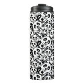 Modern Black and White Cute Panda Bear Pattern Thermosbecher (Vorderseite)