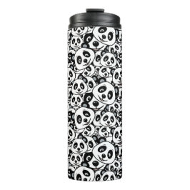 Modern Black and White Cute Panda Bear Pattern Thermosbecher