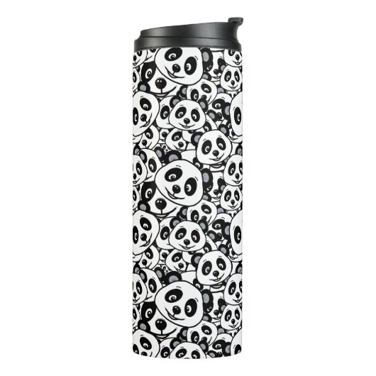 Modern Black and White Cute Panda Bear Pattern Thermosbecher (Nach links gedreht)