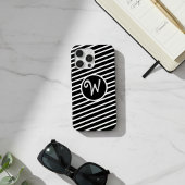 Modern Black and White Diagonal Stripes Monogram Case-Mate iPhone Hülle