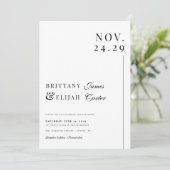 Modern Black and White Elegant Wedding Einladung (Stehend Vorderseite)