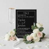 Modern Black and White Floral Minimalist Dark Chic Einladung