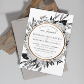 Modern Black and White Floral Vow Renewal Einladung