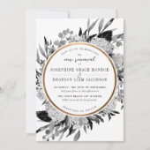 Modern Black and White Floral Vow Renewal Einladung (Vorderseite)