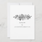 Modern Black and White Floral Vow Renewal Einladung (Rückseite)