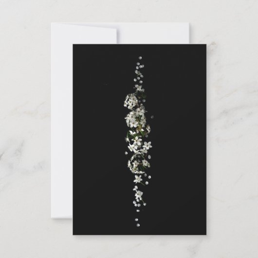 Modern Black and White Floral Wedding Invitation Einladung (Rückseite)