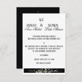 Modern Black and White Floral Wedding Invitation Einladung (Vorne/Hinten)