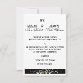 Modern Black and White Floral Wedding Invitation Einladung