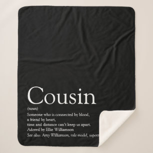Modern Black and White Fun Cool Cousin Quote Sherpadecke