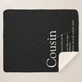 Modern Black and White Fun Cool Cousin Quote Sherpadecke (Vorderseite (Horizontal))