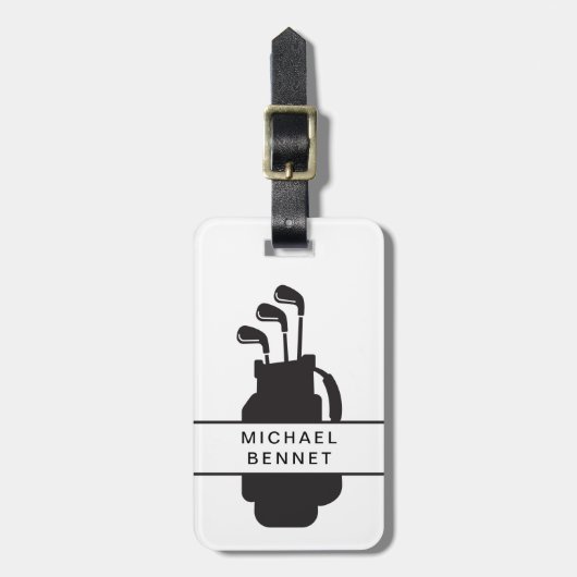 Modern Black And White Golf Sport Gepäckanhänger (Vorderseite vertikal)