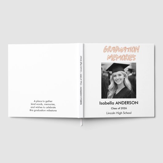 Modern Black and White Graduation Party Gästebuch (Voll)