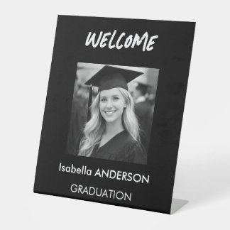 Modern Black and White Graduation Party Sockelschild
