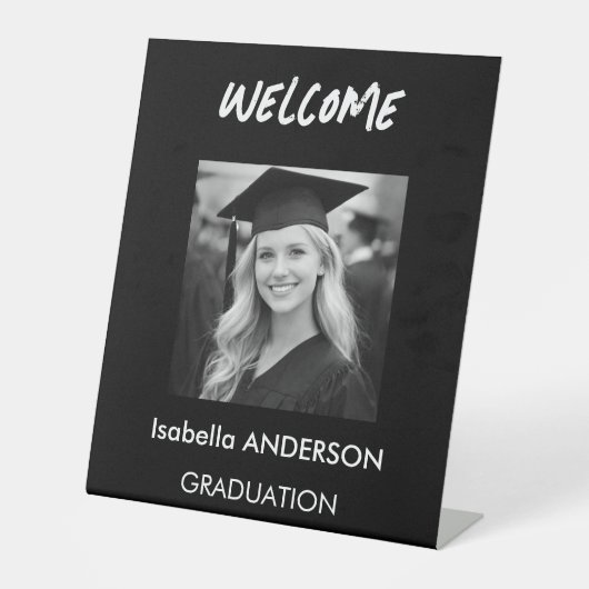 Modern Black and White Graduation Party Sockelschild (Vorderseite)