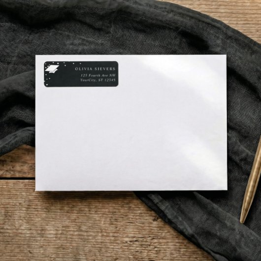 Modern Black and White Graduation Return Address