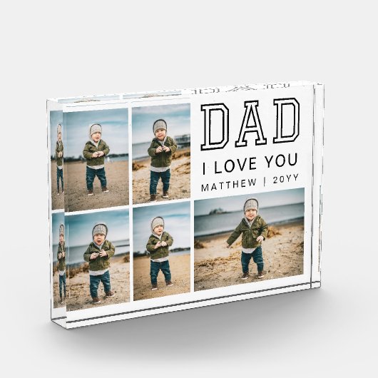Modern Black and White Grid Collage I Love You Dad Fotoblock (Links)