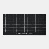 Modern Black And White Grid Office Business Name Schreibtischunterlage (Vorderseite)