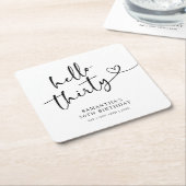 Modern Black and White Hello 30th Birthday Rechteckiger Pappuntersetzer (angewinkelt)