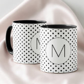 Modern Black and White Initial Monogram Polka Dot Tasse