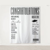 Modern Black And White Magazine Cover Grad Party Wandteppich (Vorderseite)
