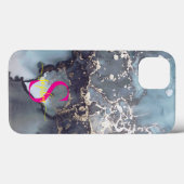 modern black and white marble monogram Case-Mate iPhone hülle (Rückseite (Horizontal))