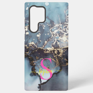 modern black and white marble monogram samsung galaxy hülle