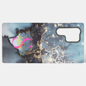 modern black and white marble monogram samsung galaxy hülle (Rückseite (Horizontal))