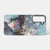 modern black and white marble monogram samsung galaxy hülle (Rückseite (Horizontal))