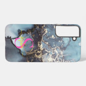 modern black and white marble monogram samsung galaxy hülle (Rückseite (Horizontal))
